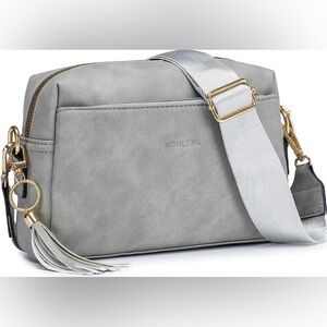 Roulens New Gray Triple Zip Small Crossbody Bag